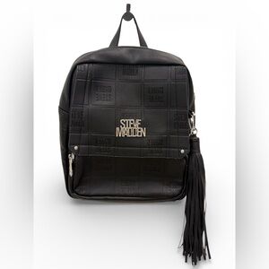 ✨NWT✨ Steve Madden Black Logo Embossed Mini Backpack | Tassel Detail